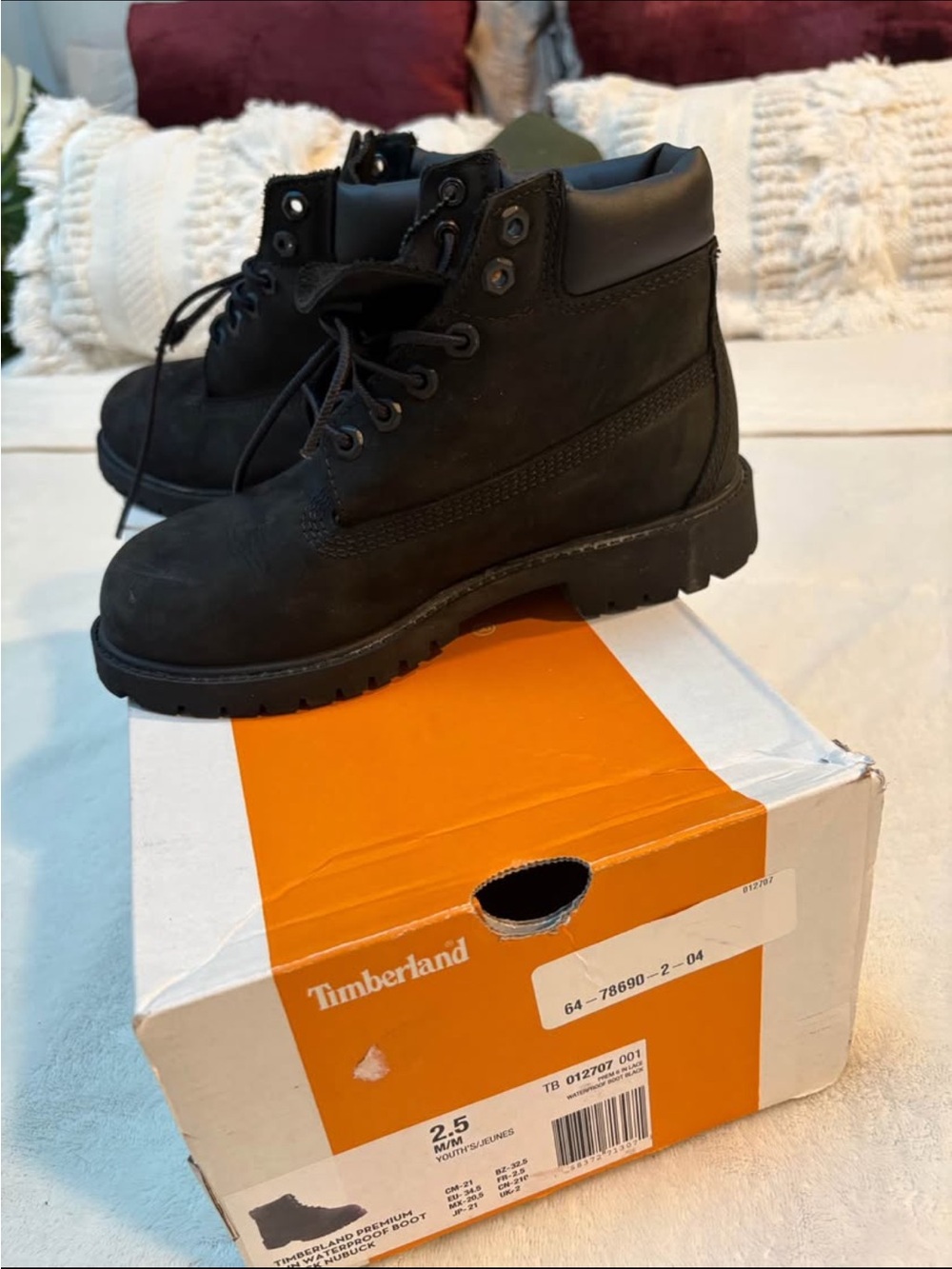 Timberland Black Leather Lace-Up Work Boots